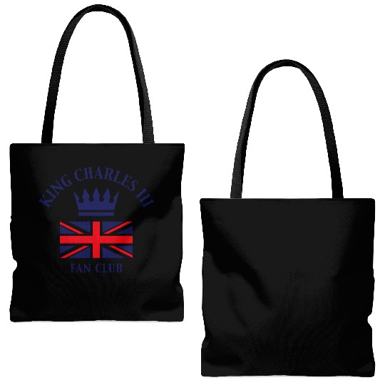 King Charles 3rd – Fan Club (Fan Art / Navy) Tote Bags (AOP)