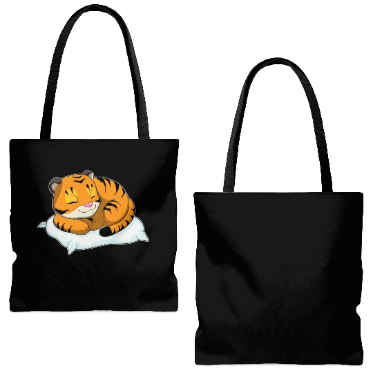 Tiger At Sleeping With Pillow Tote Bags (AOP)