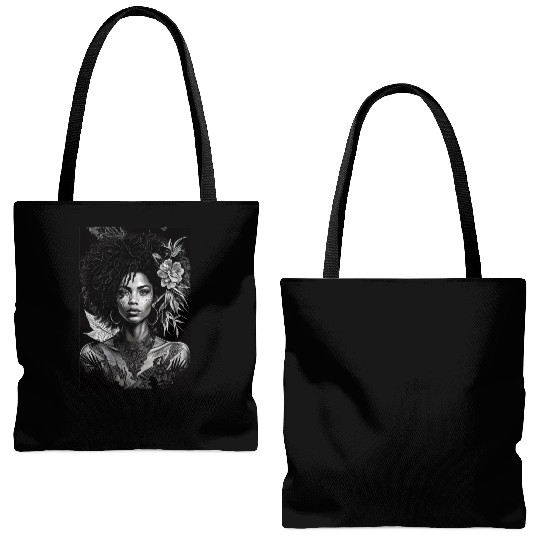 Black-and-White Afrocentric Art Tote Bags (AOP)