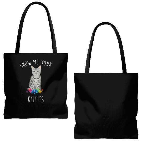 Show Me Your Kitties Flower Cat Lovers Mothers Day Tote Bags (AOP)