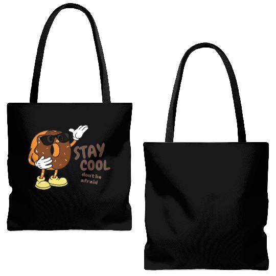 Brown sweet donut , Motivational words ,cartoon Tote Bags (AOP)
