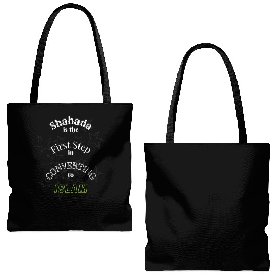 Shahada is the First Step in converting to Islam Tote Bags (AOP)