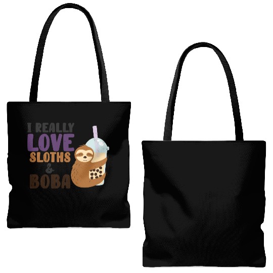 Cute Lazy Sloth Boba Tea Sweet Bubble Tea Tote Bags (AOP)