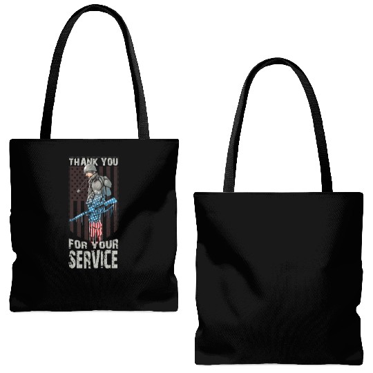 Thank You For Your Service Veteran US Flag Veteran Tote Bags (AOP)