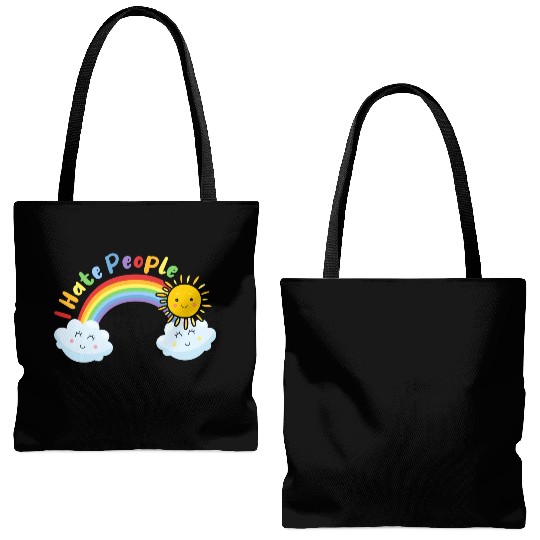 Cute Sun And Cloud I Hate People Tote Bags (AOP)