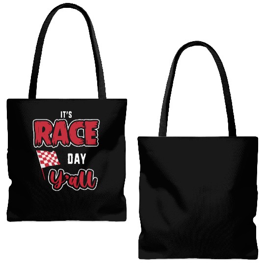 Its Race Day Yall Funny Dirt Track Racing Tote Bags (AOP)