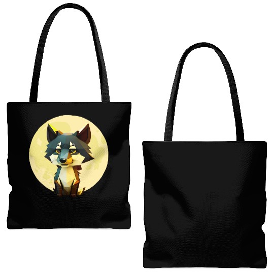 Wolf howling at the moon graphic Tote Bags (AOP)