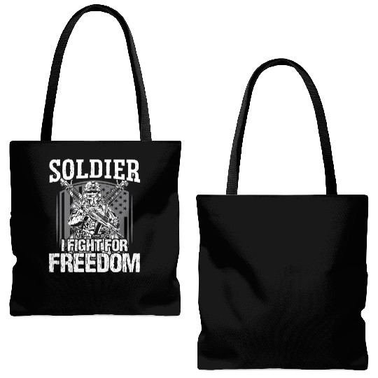 Soldier i fight for freedom military army veteran Tote Bags (AOP)