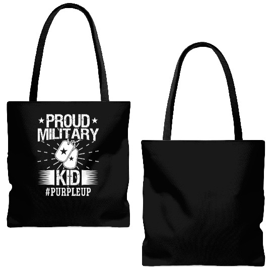 Soldier proud military kid #purpleup army veteran Tote Bags (AOP)