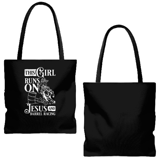 This Girl Runs Jesus Barrel Racing vintage Tote Bags (AOP)