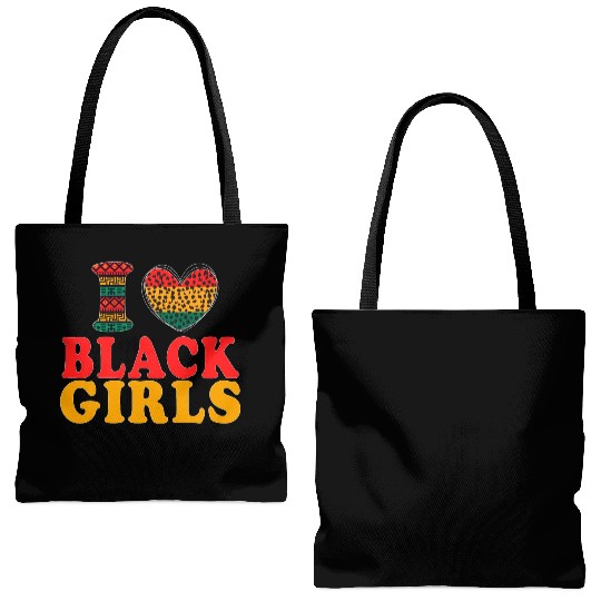 Ilove BLACK Girls I Love Being Black Melanin Afric Tote Bags (AOP)