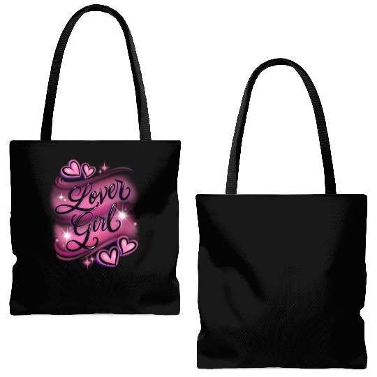 Lover Girl pink airbrush design Tote Bags (AOP)