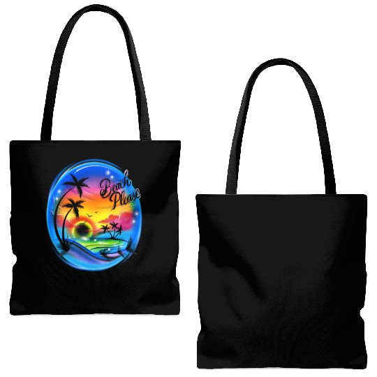 Beach Please Airbrush Colorful Tote Bags (AOP)