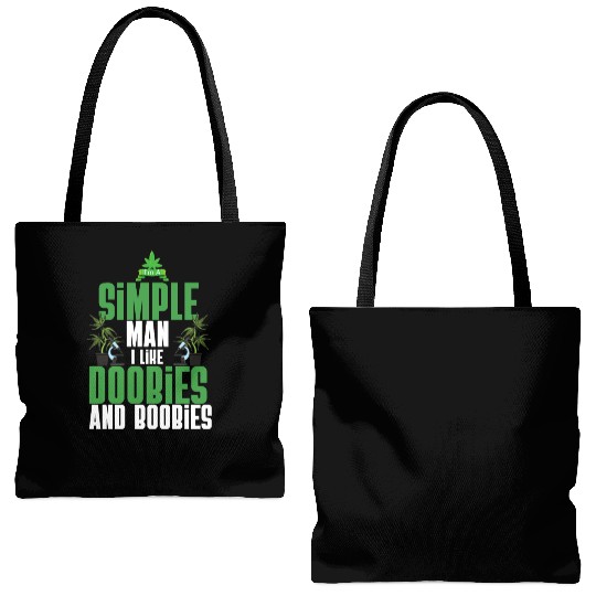 I'm A Simple Man I Like Doobies And Boobies Weed Tote Bags (AOP)