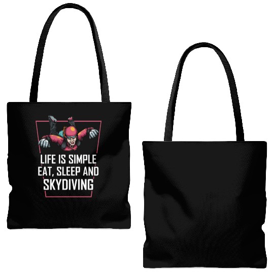 Skydiving Life Simple Eat Sleep Tote Bags (AOP)