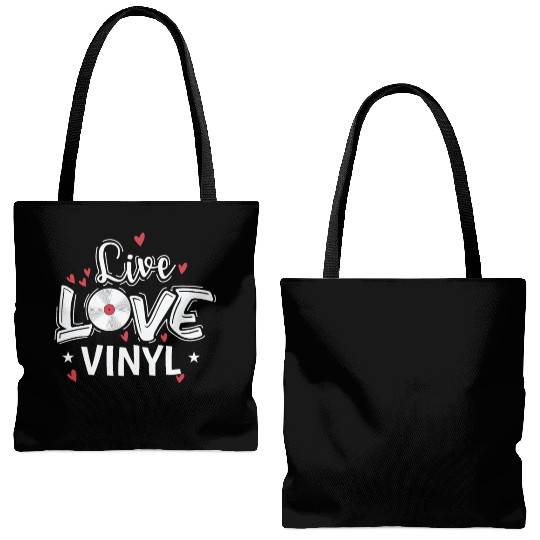 Live Love Vinyl Record Music Phonogram Tote Bags (AOP)