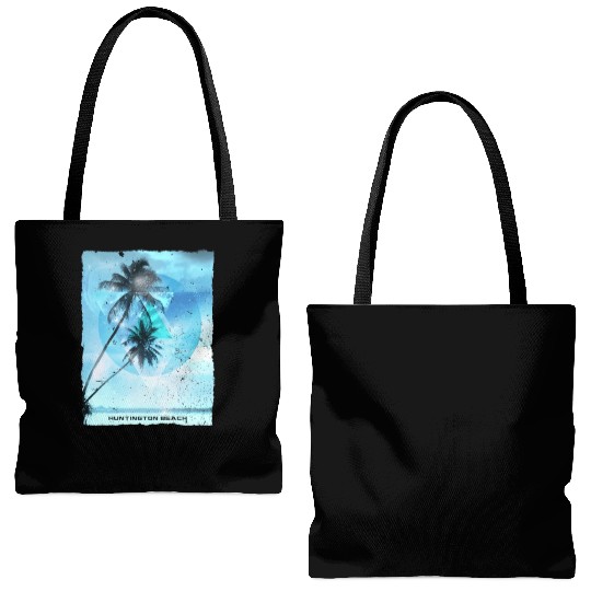 Artistic Huntington Beach California Palm Tree Tote Bags (AOP)