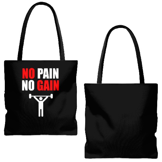 No pain no gain gym quote Tote Bags (AOP)