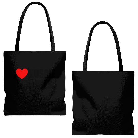 I Love Muscle Mommies Red Heart Muscle Mommies Tote Bags (AOP)