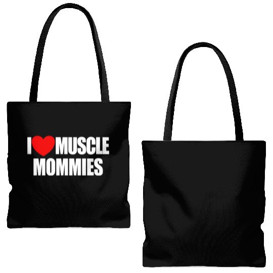 I Love Muscle Mommies Red Heart Muscle Mommies Tote Bags (AOP)
