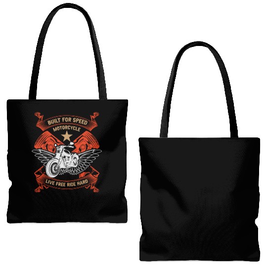 BUILT 4 SPEED MOTORCYCLE OUTLAN LIVE FRE RIDE HARD Tote Bags (AOP)