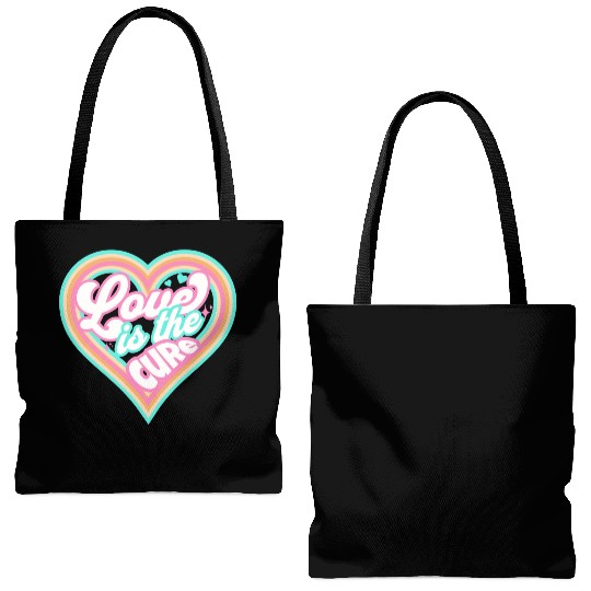 LOVE IS THE CURE (pink) Tote Bags (AOP)
