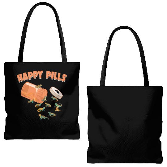 Happy Pills Uromastyx Funny Lizard Lovers Humor Tote Bags (AOP)