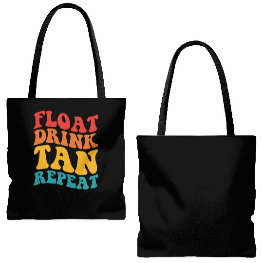 Float Drink Tan Repeat Tote Bags (AOP)