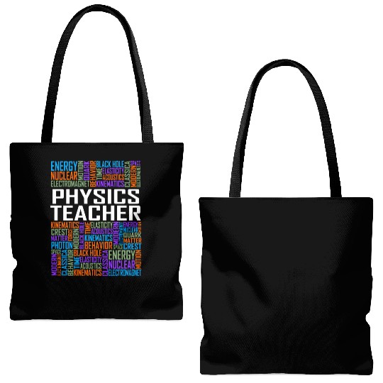 Physics Teacher Words Tote Bags (AOP)