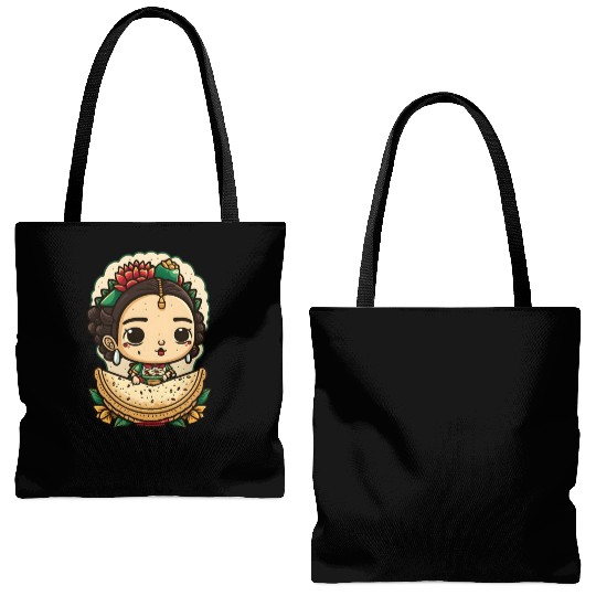 Frida Kahlo & Tacos Cinco De Mayo Mexican Fiesta Tote Bags (AOP)