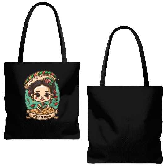 Frida Kahlo & Tacos Funny Cinco De Mayo Mexican Tote Bags (AOP)