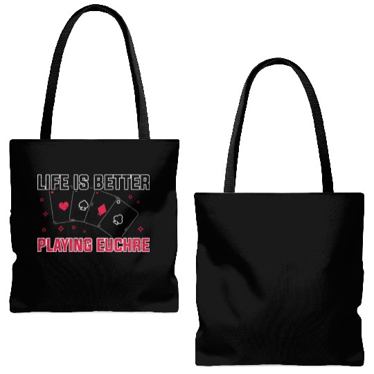 Life Better Playing Euchre Player Poker Euchre Tote Bags (AOP)