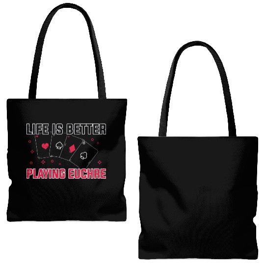 Life Better Playing Euchre Player Poker Euchre Tote Bags (AOP)