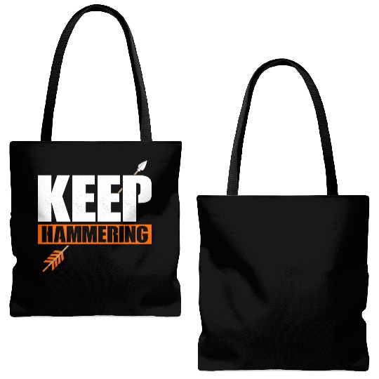 Keep Hammering Bow & Arrows Target Archery Tote Bags (AOP)