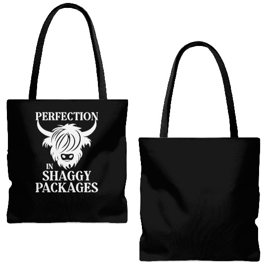 Perfection In Shaggy Packages Highland Cow Tote Bags (AOP)