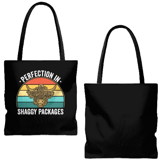 Perfection In Shaggy Packages Highland Cow Tote Bags (AOP)