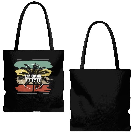 Ilha Grande Brazil Artistic Palm Tree Retro Tote Bags (AOP)