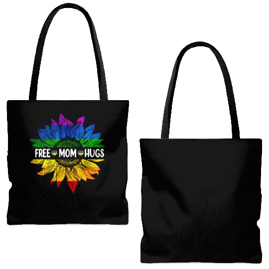 Rainbow Free Mom Hugs Gay Pride Lgbt Daisy Flower Tote Bags (AOP)