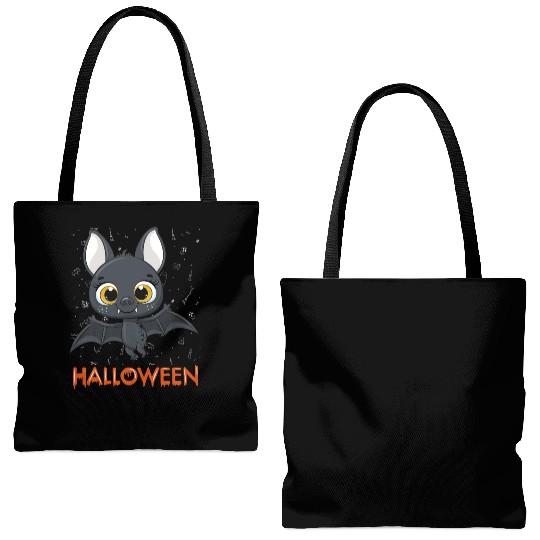 Trick or treat Funny cute bat Halloween cute bat Tote Bags (AOP)