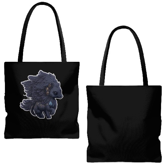 Midnight Flight of the Majestic Black Pegasus Tote Bags (AOP)