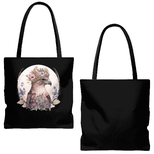 Cute Hawk Bird Of Prey Flower Crown Floral Bird Wa Tote Bags (AOP)