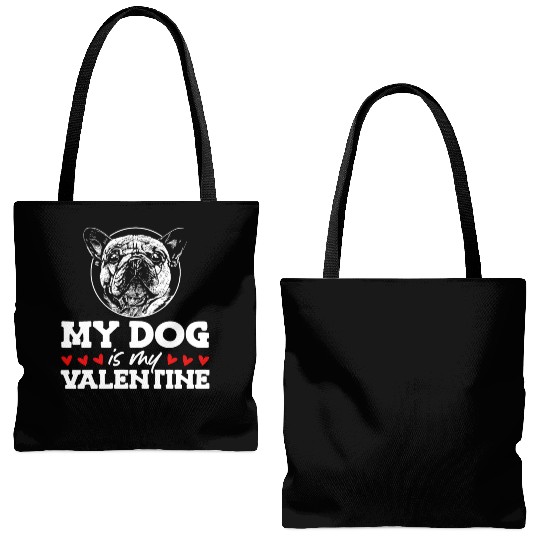 My Dog Is My Valentine Date Cute Doggy Tote Bags (AOP)