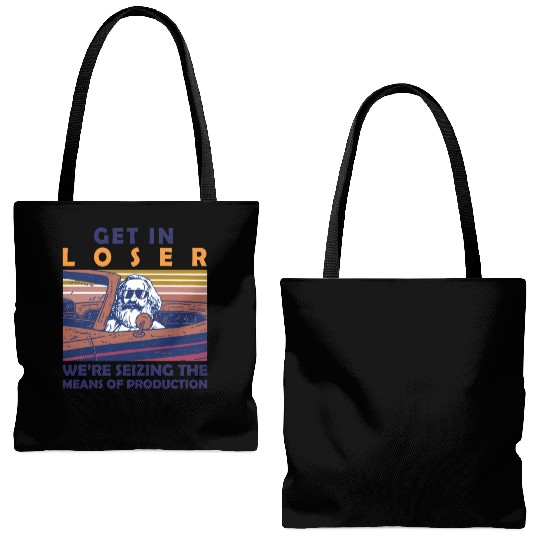 Karl Marx Get In Loser We're Seizing The Means Tote Bags (AOP)