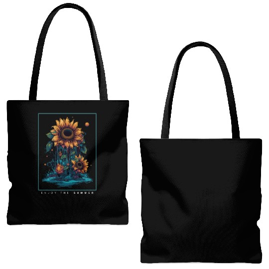 Psychedelic Sunflowers Garden Nature Lover Gift Tote Bags (AOP)