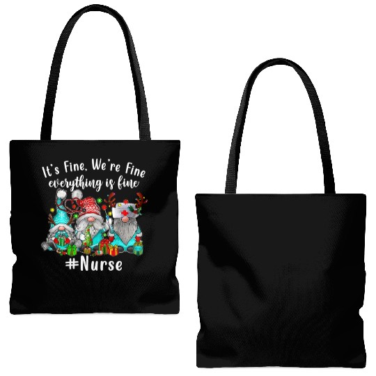 Gnome Its Fine Im Fine Everything Is Fine Xmas Tote Bags (AOP)
