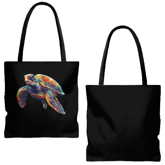 Colorful underwater sea turtle dreamlike beautiful Tote Bags (AOP)