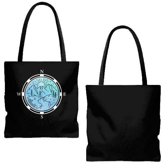 Hiker Mountains Compass climbing Mountaineering Tote Bags (AOP)