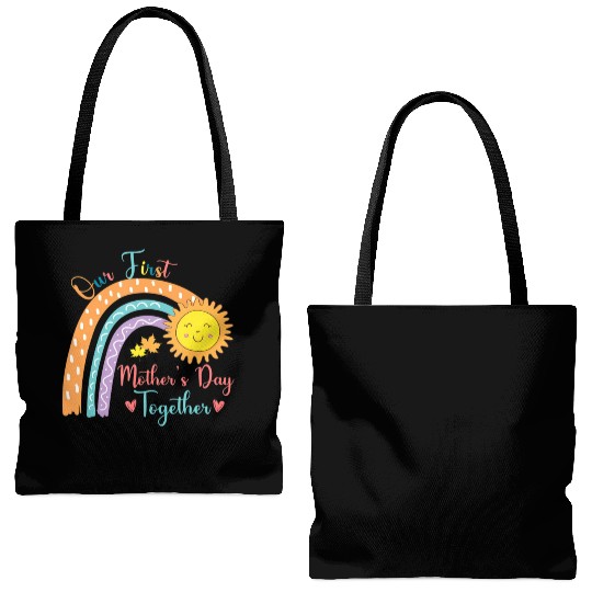 Rainbow Our First Mothers Day Together New Baby Tote Bags (AOP)