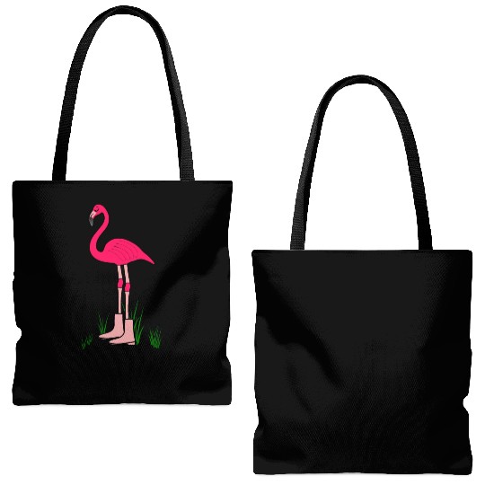 Flamingo with boots art animal print bird pink Tote Bags (AOP)