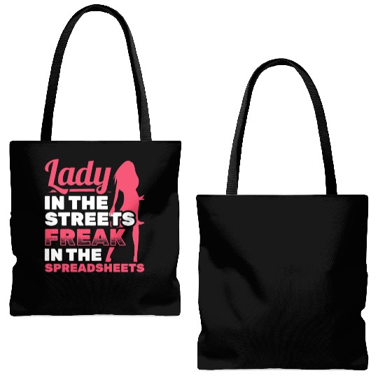 Womens Lady In Streets Freak In Spreadsheets Tote Bags (AOP)